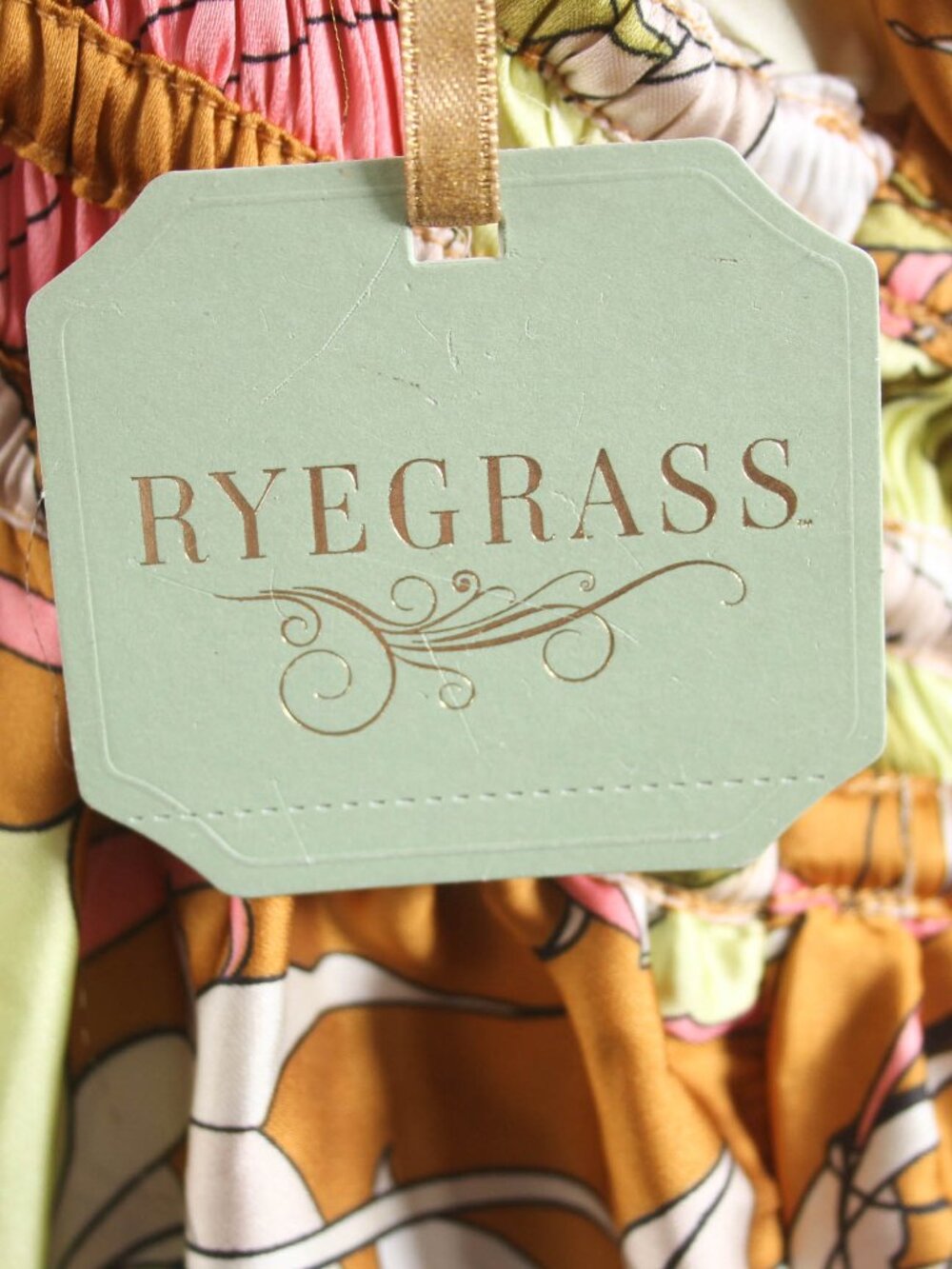 Ryegrass NWT XXL Tan Floral Smocked Waist Boho Mini Dress Long Sleeve - Picture 8 of 9